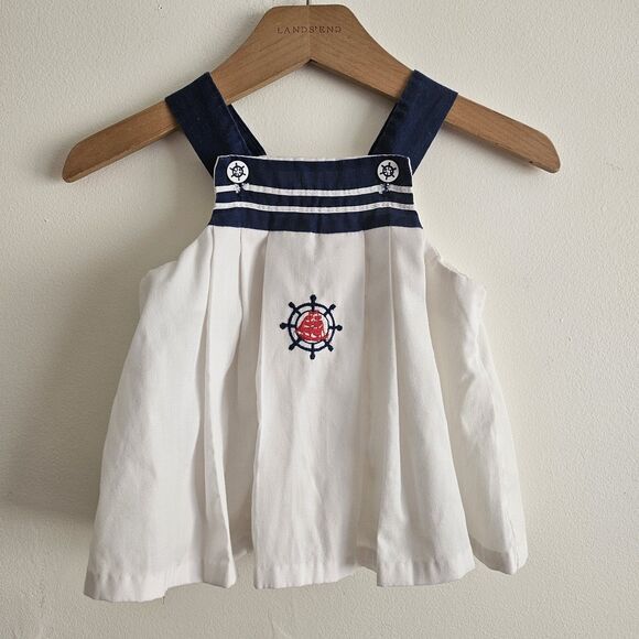 Vintage 80s Nautical Sailor Sundress – Baby Girl Size 2T – Made in USA – EUC - Picture 1 of 7